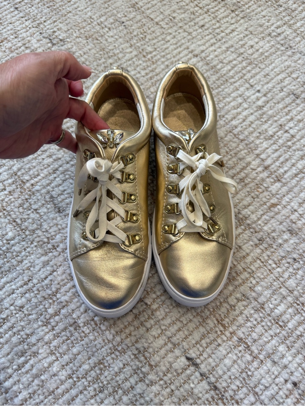 Lilly Pulitzer Metallic Gold Lace-Up Sneakers, excellent condition
